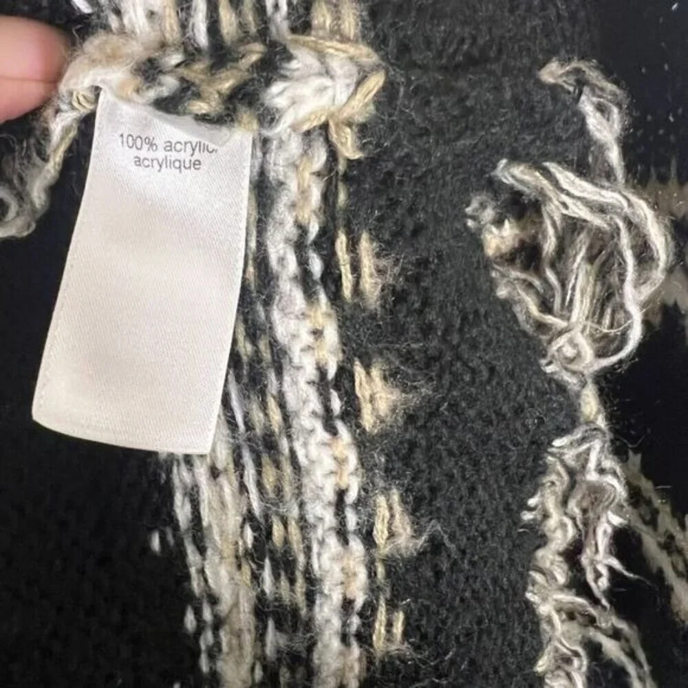 Maurices‎ cozy black striped cardigan with fringe size XL